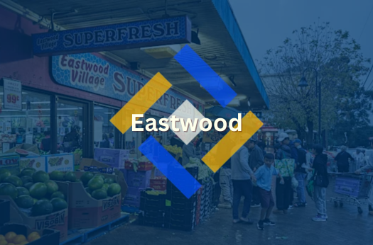 Eastwood Supermarkets in the background with the PURE Epoxy Floor Branding and logo overlapping